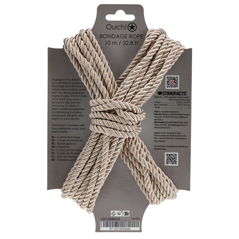 Ouch Bondage Rope 10 Meter Gold Nylon Bondage Rope for Adult Play BONDAGE-TOYS