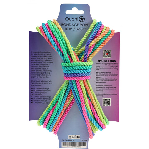 Ouch! Multicolored Nylon Bondage Rope – 10 Meter Length Bondage Rope Rope