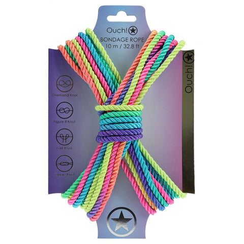 Ouch! Multicolored Nylon Bondage Rope – 10 Meter Length Bondage Rope Coloured Rope