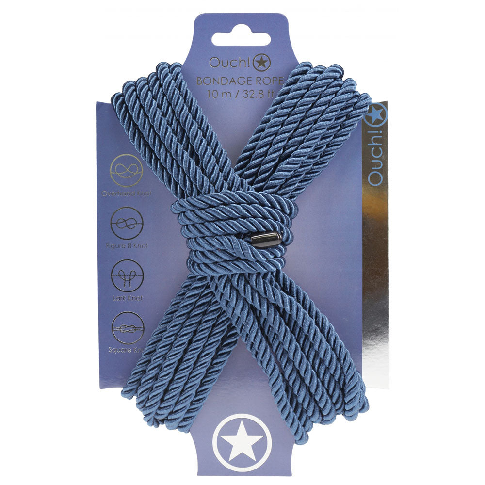 Ouch Bondage Rope 10 Meter Navy Nylon Bondage Rope for Adventurous Nights Blue BONDAGE-TOYS