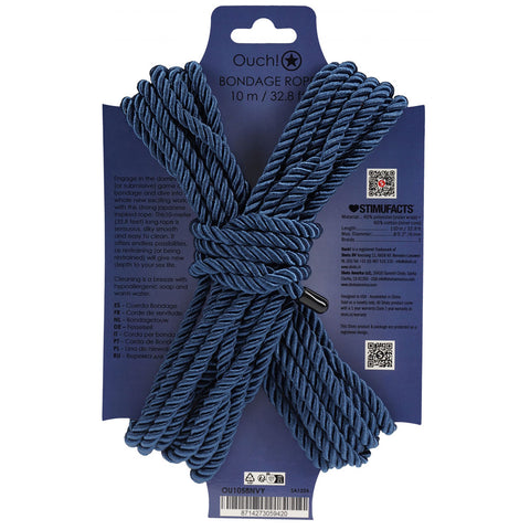 Ouch Bondage Rope 10 Meter Navy Nylon Bondage Rope for Adventurous Nights BONDAGE-TOYS