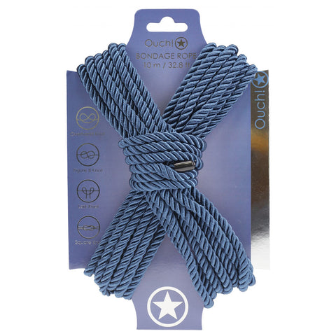 Ouch Bondage Rope 10 Meter Navy Nylon Bondage Rope for Adventurous Nights Blue BONDAGE-TOYS