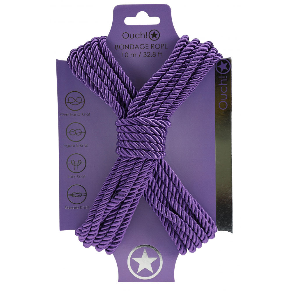 Ouch Bondage Rope 10 Meter Durable Nylon Bondage Rope for Playful Adventures Purple BONDAGE-TOYS