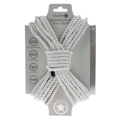 Ouch Bondage Rope 10 Meter Soft Silver Nylon Bondage Rope Silver BONDAGE-TOYS