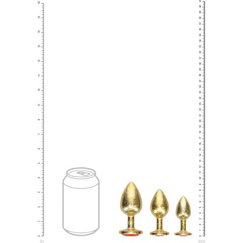 Ouch Milan Collection Metal Anal Plug Set Gold Butt Plugs with Gem Bases Set of Three Sizes > Anal Range > Jewel Butt Plugs