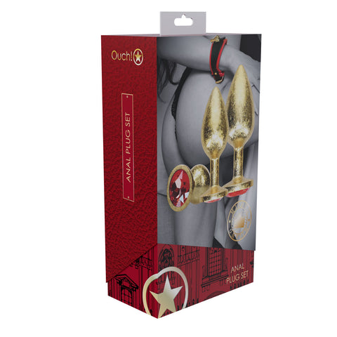 Ouch Milan Collection Metal Anal Plug Set Gold Butt Plugs with Gem Bases Set of Three Sizes > Anal Range > Jewel Butt Plugs