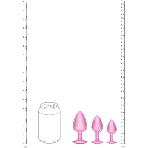 Ouch Paris Collection Metal Anal Plug Set Metallic Butt Plugs with Gem Bases Set of Three Sizes > Anal Range > Butt Plug Kits