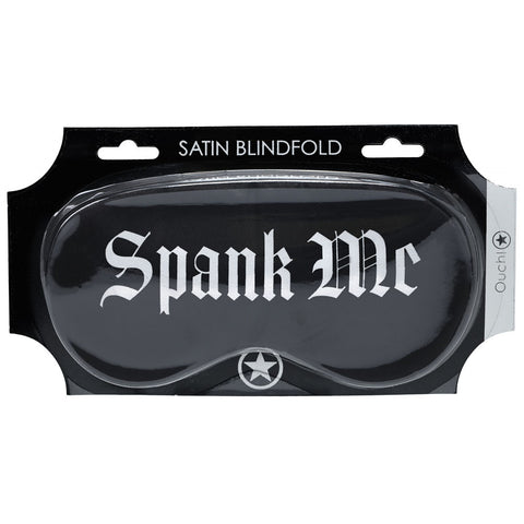 Ouch! Satin Mask – "Spank Me" Printed Eye Mask Black > Bondage Gear > Blindfolds
