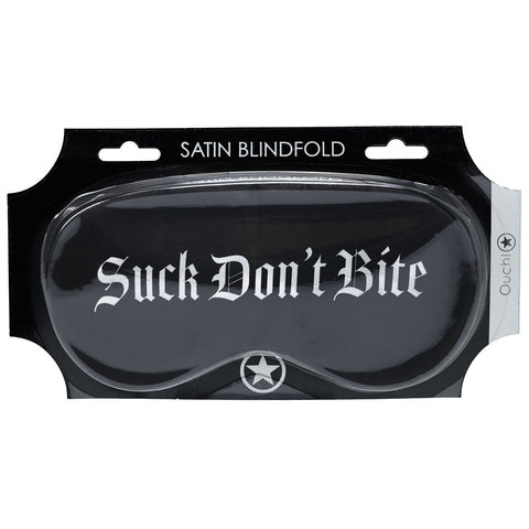 Ouch Satin Mask – "Suck Don't Bite" Printed Eye Mask Black > Bondage Gear > Blindfolds