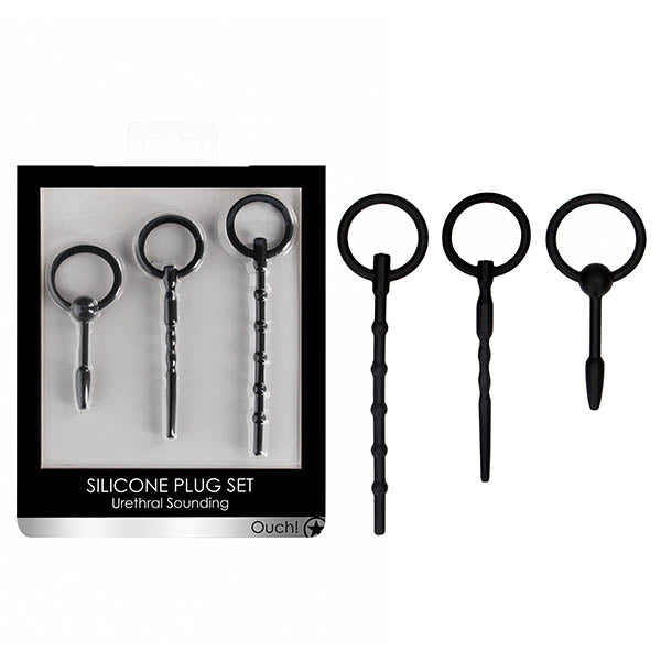 Ouch Urethral Sounding Plug Set Black Set of 3 Sizes Default Title Sounding Rods