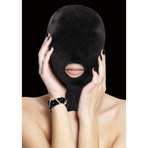Ouch Velvet and Velcro Mask with Mouth Opening Hood for Comfortable Fetish Play > Bondage Gear > Bondage Hoods