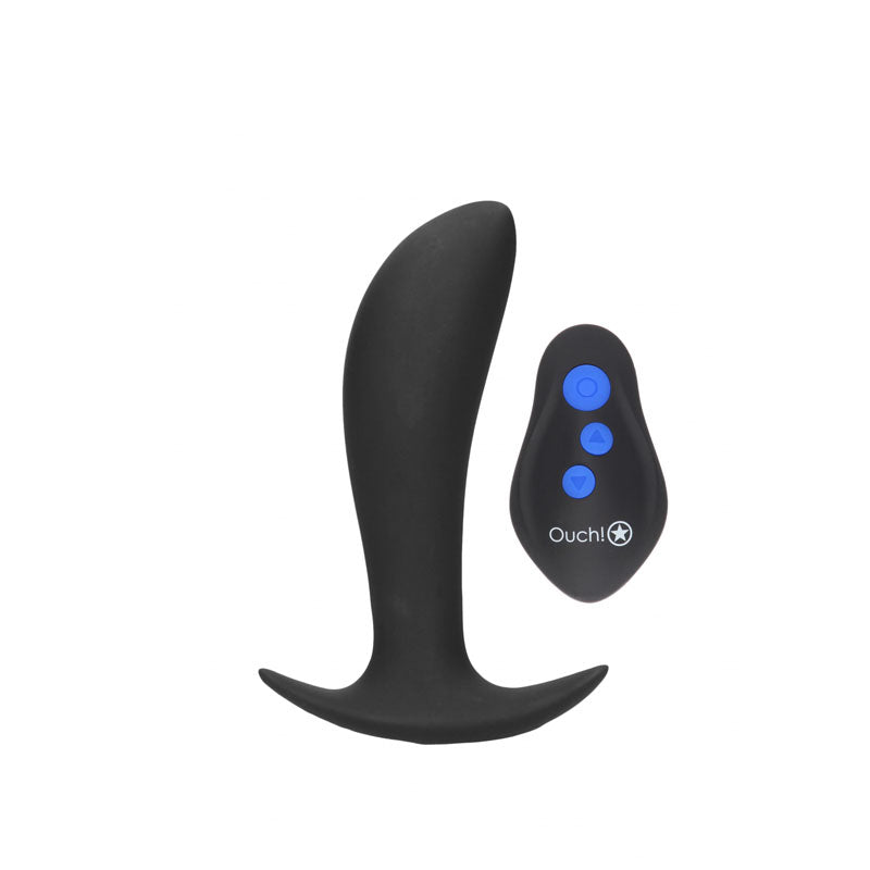 Ouch E-Stim And Vibrating Butt Plug With Wireless Remote 12.3 Cm USB Rechargeable Black E-STIM TOYS