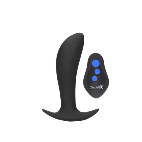Ouch E-Stim And Vibrating Butt Plug With Wireless Remote 12.3 Cm USB Rechargeable Black E-STIM TOYS