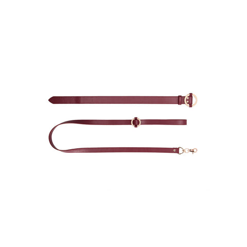 Ouch Halo Collar With Leash Burgundy Restraint BDSM Accessory BONDAGE-TOYS