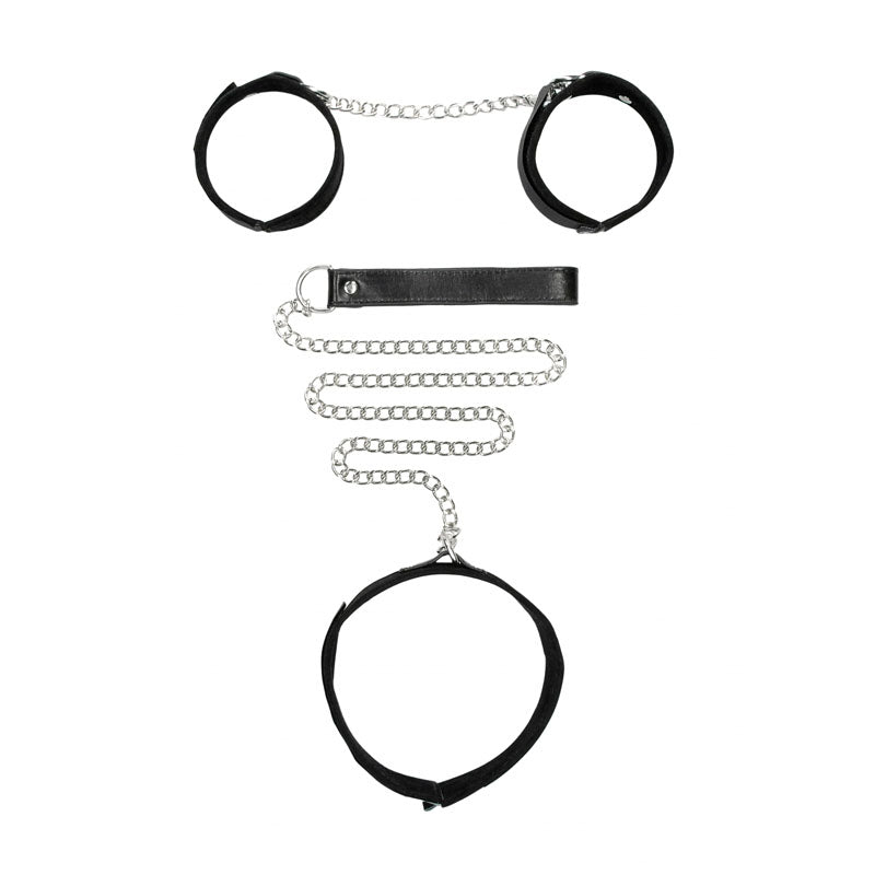 Ouch Velcro Collar With Leash And Hand Cuffs Restraints Set > Bondage Gear > Restraints