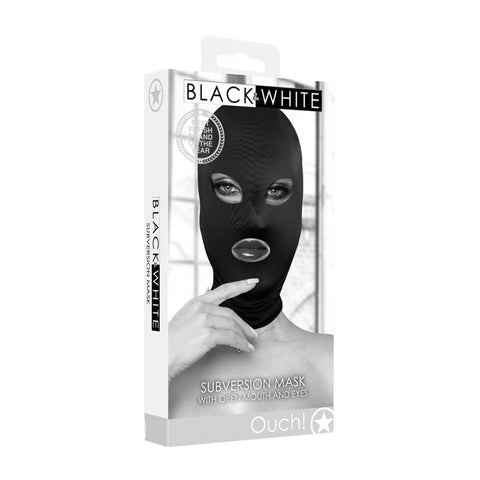 Ouch Subversion Mask with Open Mouth – Comfortable Hood Black > Bondage Gear > Bondage Hoods