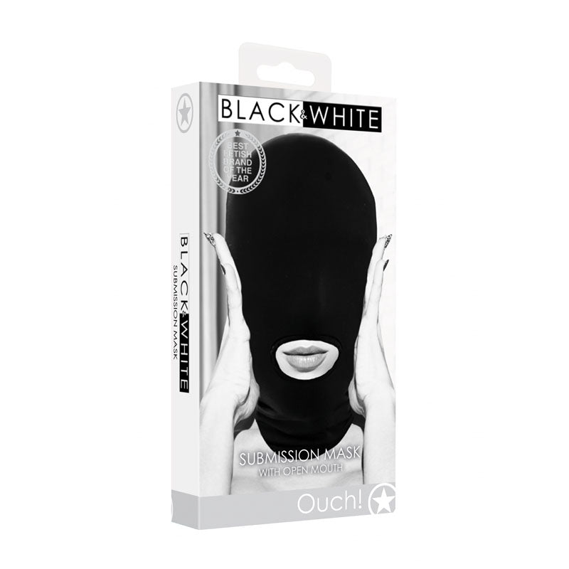 Ouch Submission Mask - Shiny Lightweight Breathable Hood Mask Black > Bondage Gear > Bondage Hoods Main image