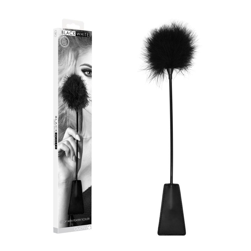 Ouch Feather Crop with Feather Tickler – Splashproof 44 cm Crop Black > Bondage Gear > Handcuffs Main image