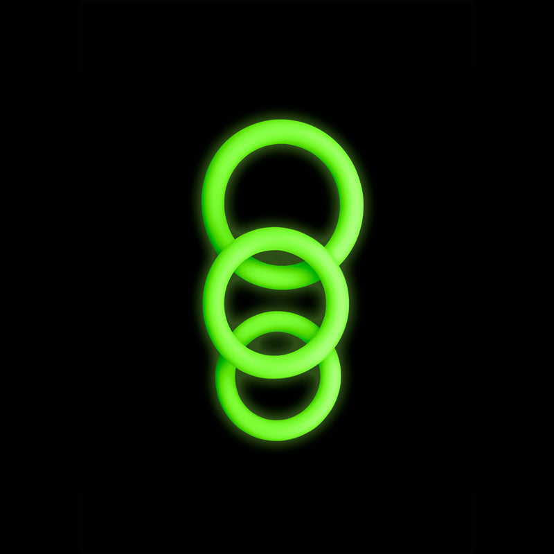 Ouch Glow in the Dark Cock Ring Set – Set of 3 Sizes Cock Rings Green > Cock Ring > Sets Main image