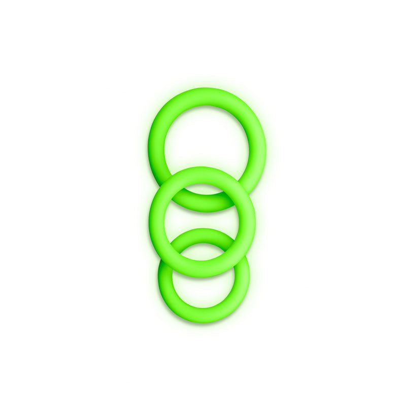 Ouch Glow in the Dark Cock Ring Set – Set of 3 Sizes Cock Rings Secondary image