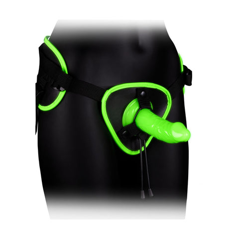 Ouch Glow In The Dark Strap On Harness 14.5 cm Strap On Green STRAP-ONS