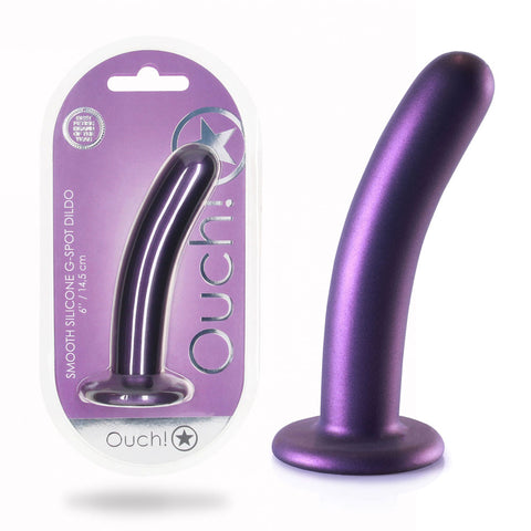 Ouch Smooth Silicone G Spot Dildo 6 Inch 14 5 Centimeter Purple Dongs Neutral