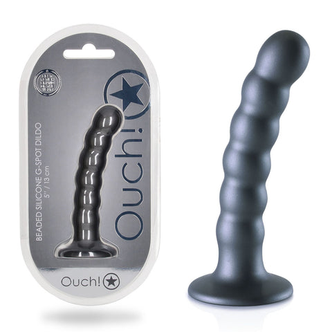 Ouch Beaded Silicone G Spot Dildo 5 Inch 13 Centimeters Grey Dongs Neutral