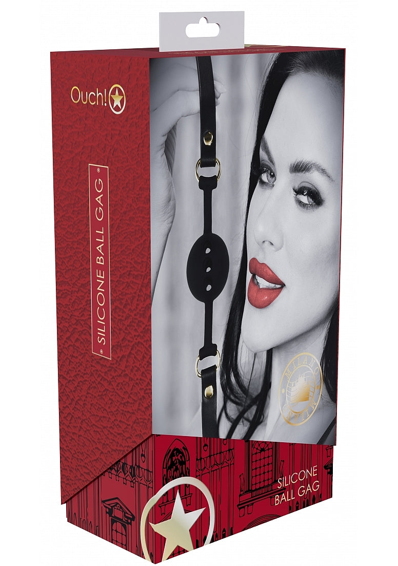Ouch Milan Collection Silicone Ball Gag with Adjustable PU Leather Straps and Iridescent Hardware Default Title Gags