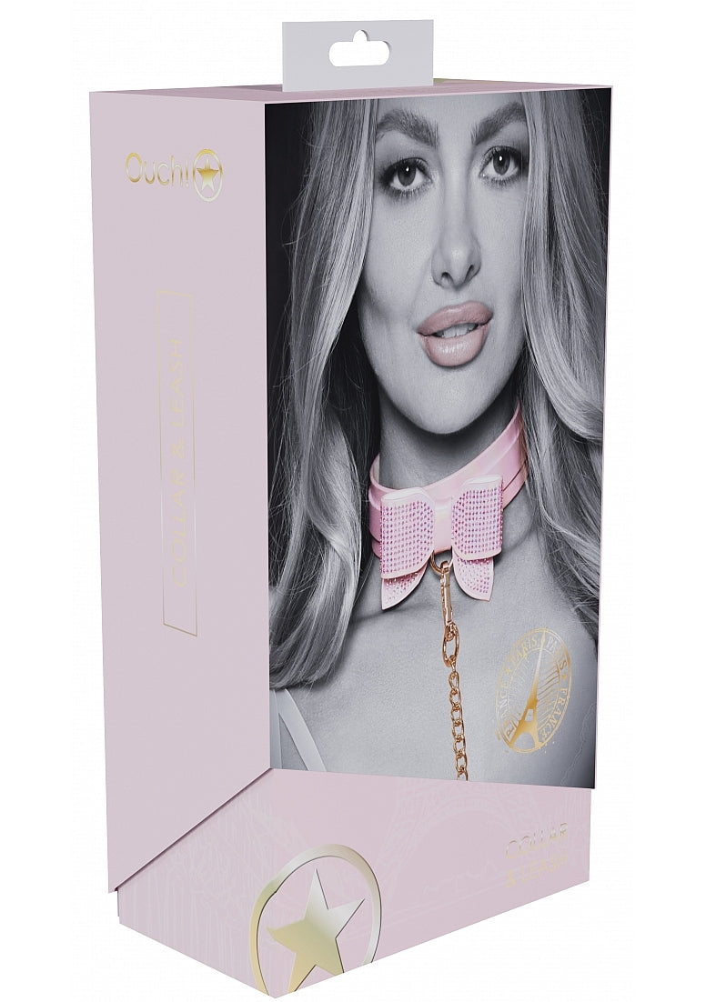 Ouch Paris Collection Collar with Leash Set Pink > Bondage Gear > Collars & Leashes