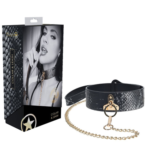Ouch Florence Collection Collar with Leash Set Black > Bondage Gear > Collars