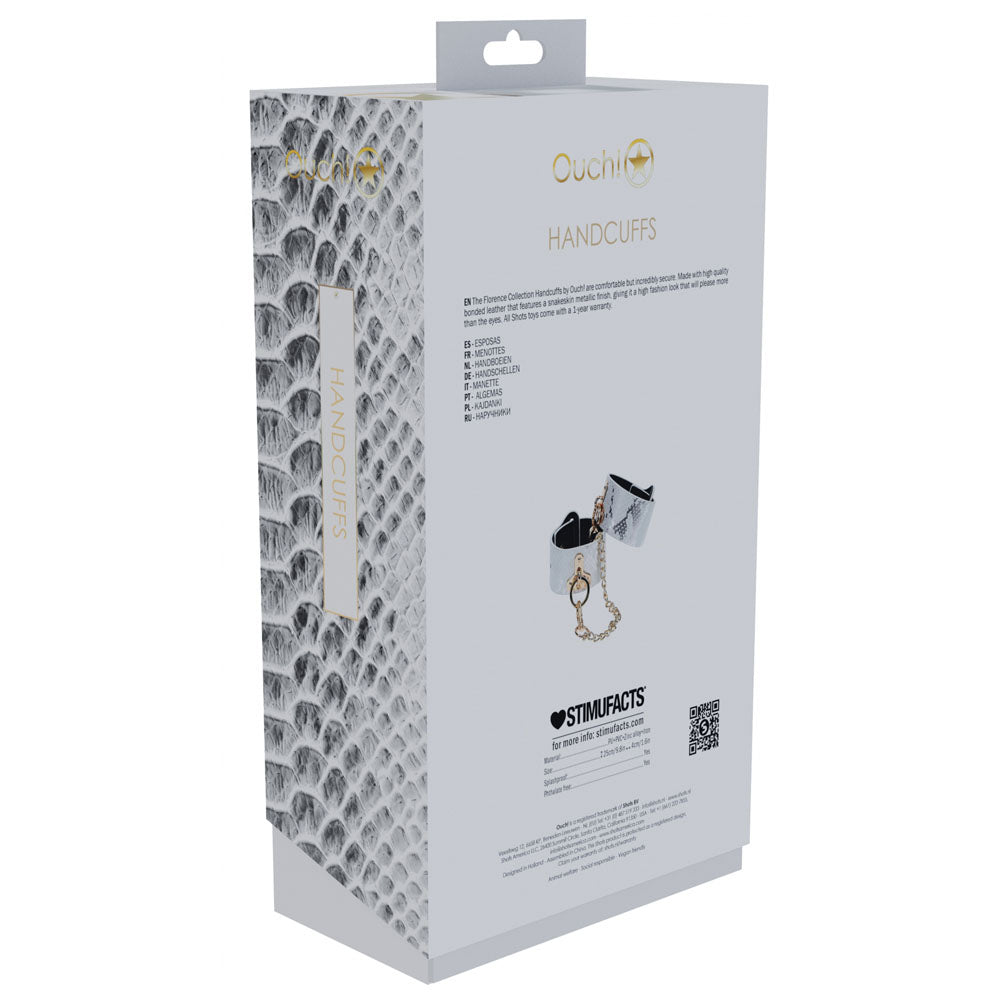Ouch Florence Collection Handcuffs Premium Bonded Leather Iridescent Finish Secondary image