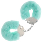 OUCH! Heavy-Duty Fluffy Cuffs - Powder Green - 24.2cm Restraints > Bondage Gear > Handcuffs