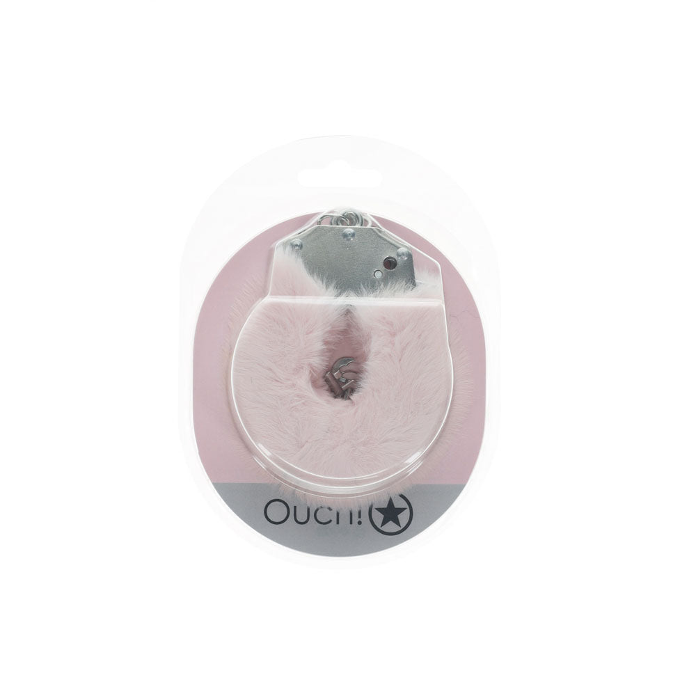 OUCH! Heavy-Duty Fluffy Cuffs - Powder - Powder Fluffy Restraints > Bondage Gear > Handcuffs