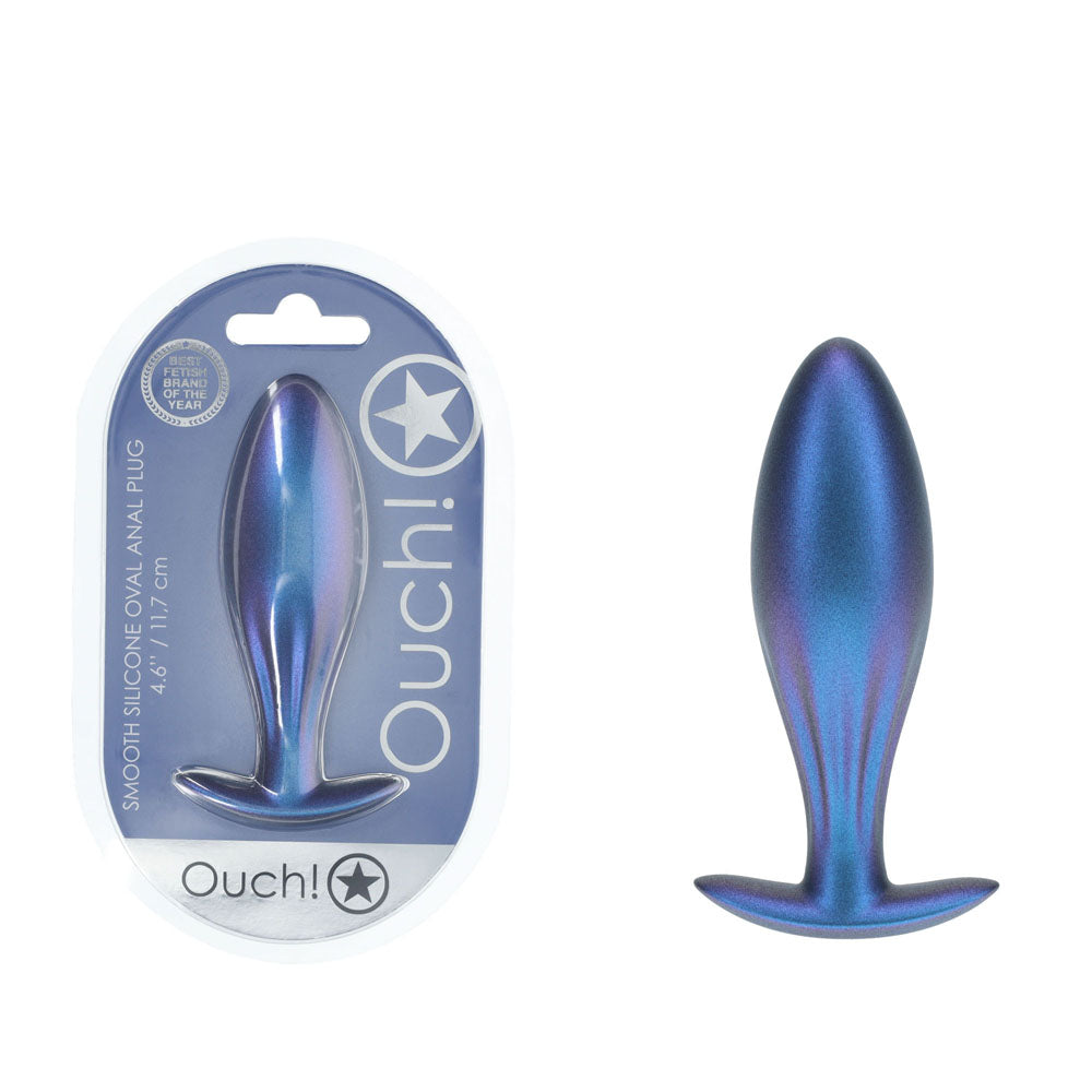Ouch! Oval Anal Plug (Metallic Blue) 11.7 cm – Metallic Blue Butt Plug > Anal Range > Butt Plugs Main image