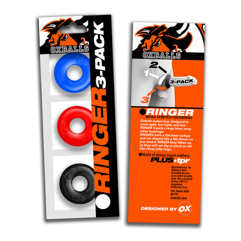 Ringer Cockring 3 Pc Multicolor Multi COCK RING Set