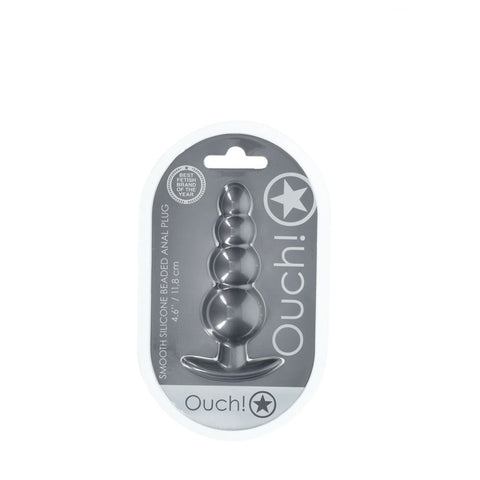 Ouch Beaded Anal Plug Gun Metal Grey 11.7 cm Silicone Butt Plug Butt Plugs