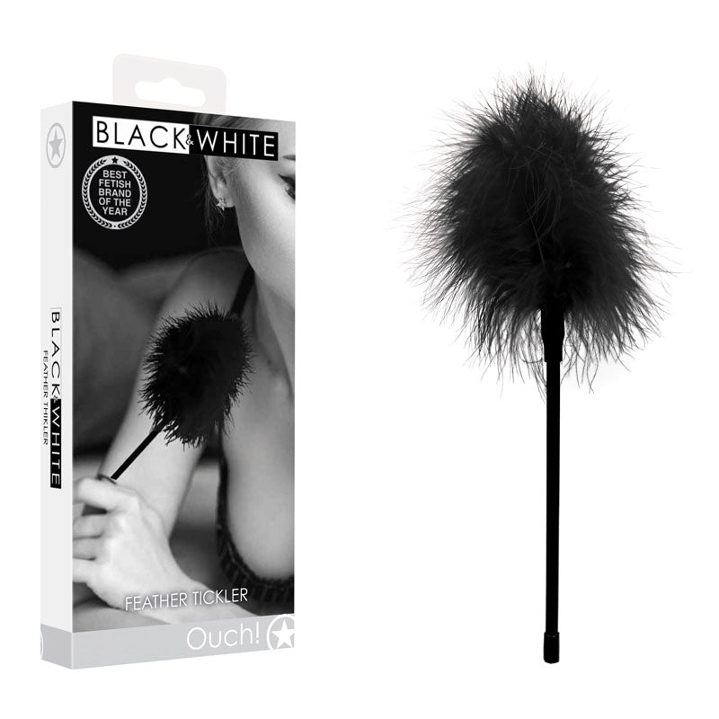 Ouch Black and White Feather Tickler Black Feather Crop Default Title Whips & Paddles