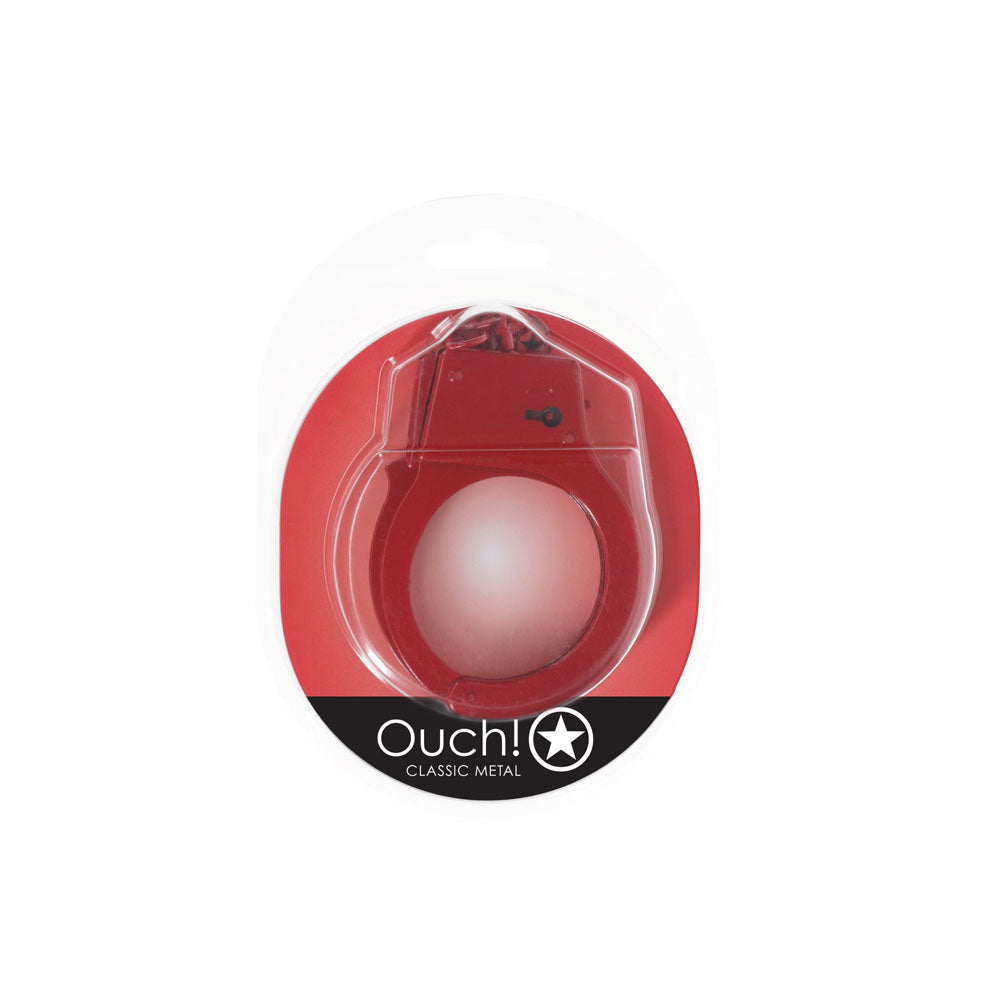 Ouch Classic Metal Cuffs Red Restraints Secondary image