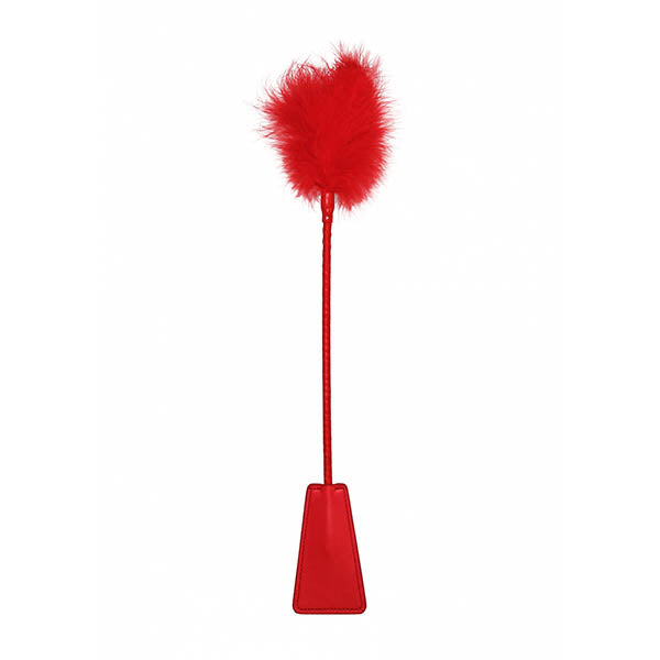 Ouch Crop With Feather Red Whip Default Title Whips & Paddles