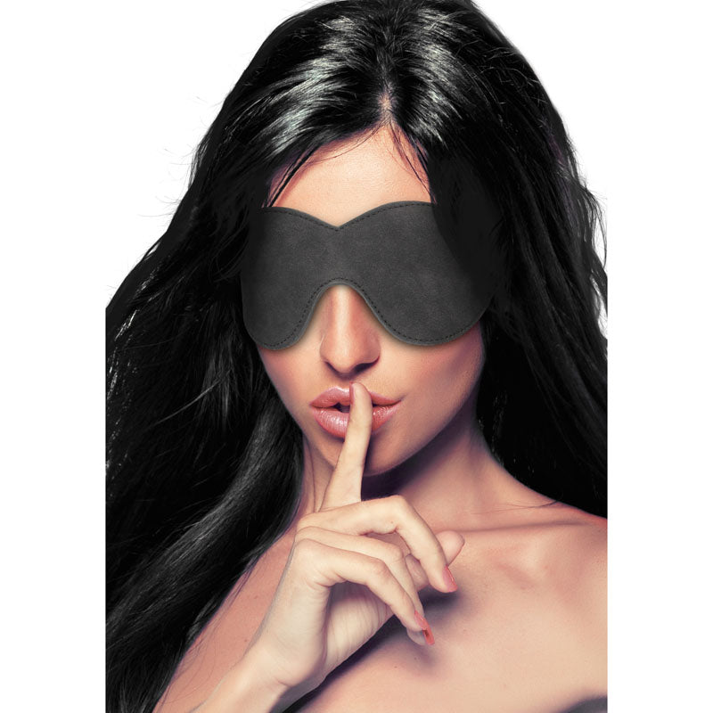 Ouch Diamond Studded Eye Mask - Faux Leather Adult Accessory Secondary image
