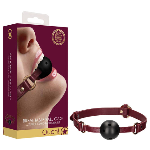 Ouch Halo Breathable Ball Gag Burgundy Mouth Restraint Red Gags