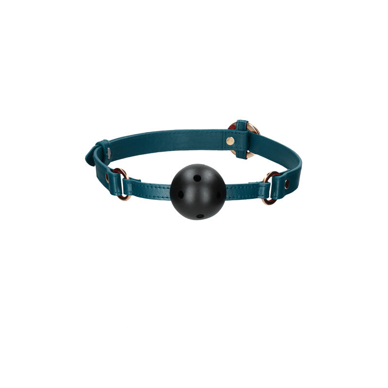 Ouch Halo Breathable Ball Gag Mouth Restraint with Leather-Like Design and Gold Accents > Bondage Gear > Gags and Bits Main image