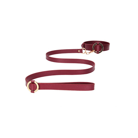 Ouch Halo Collar With Leash Burgundy Restraint BDSM Accessory > Bondage Gear > Collars