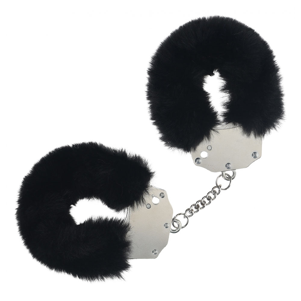 Ouch Heavy Duty Fluffy Cuffs Black Soft Restraints > Bondage Gear > Handcuffs Main image