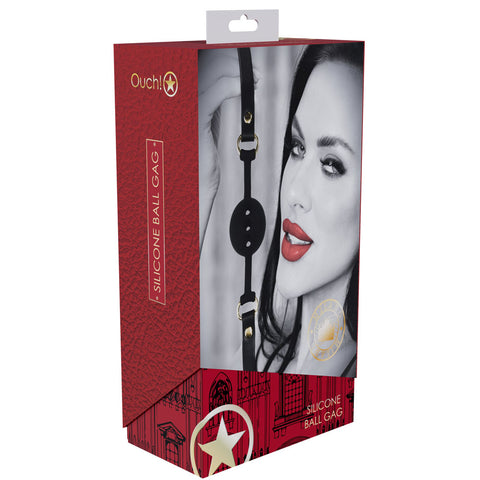 Ouch Milan Collection Silicone Ball Gag with Adjustable PU Leather Straps and Iridescent Hardware Gags