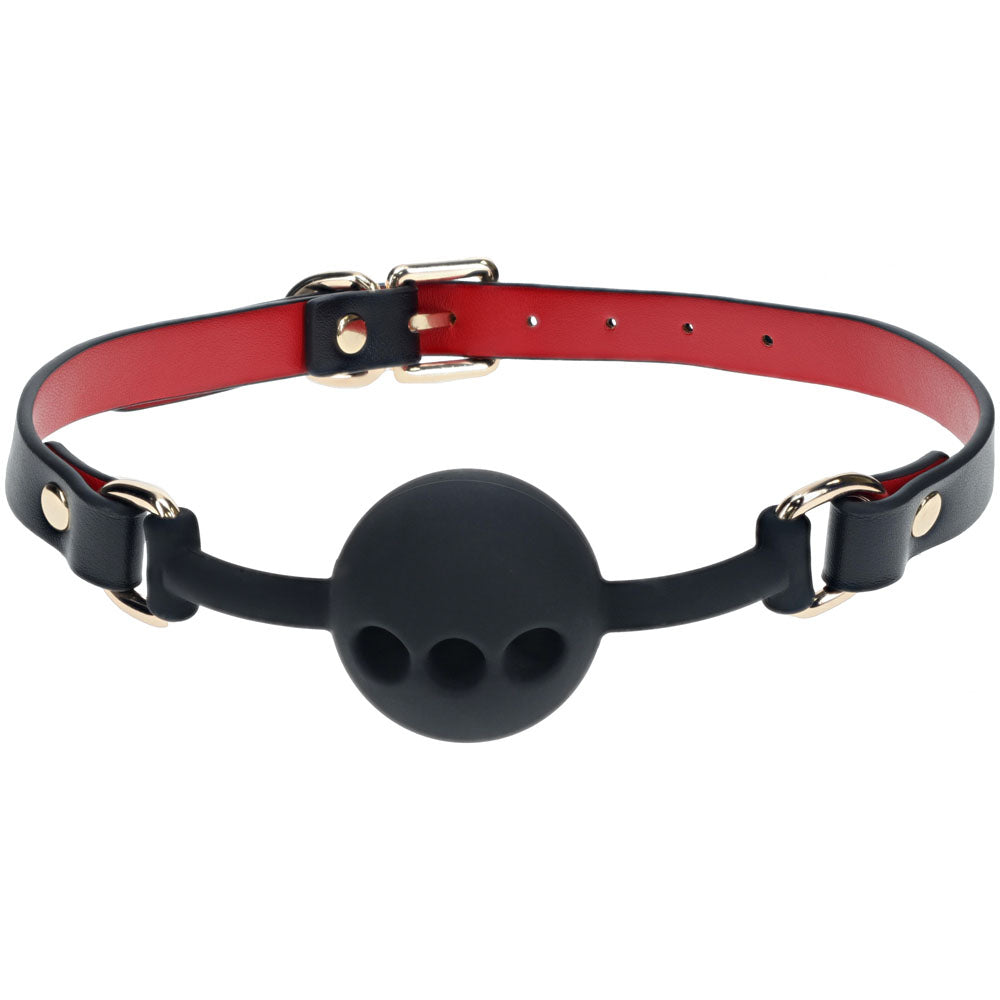 Ouch Milan Collection Silicone Ball Gag with Adjustable PU Leather Straps and Iridescent Hardware Gags