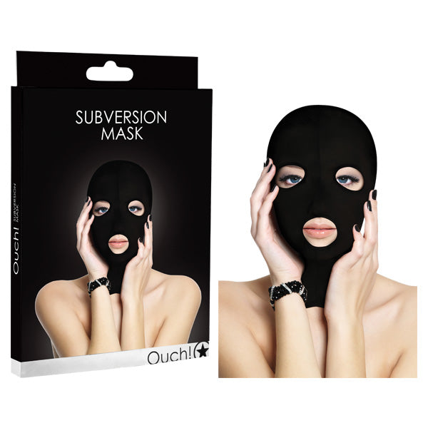 Ouch Subversion Hood Mask for Adult Intimacy Play Black > Bondage Gear > Masks