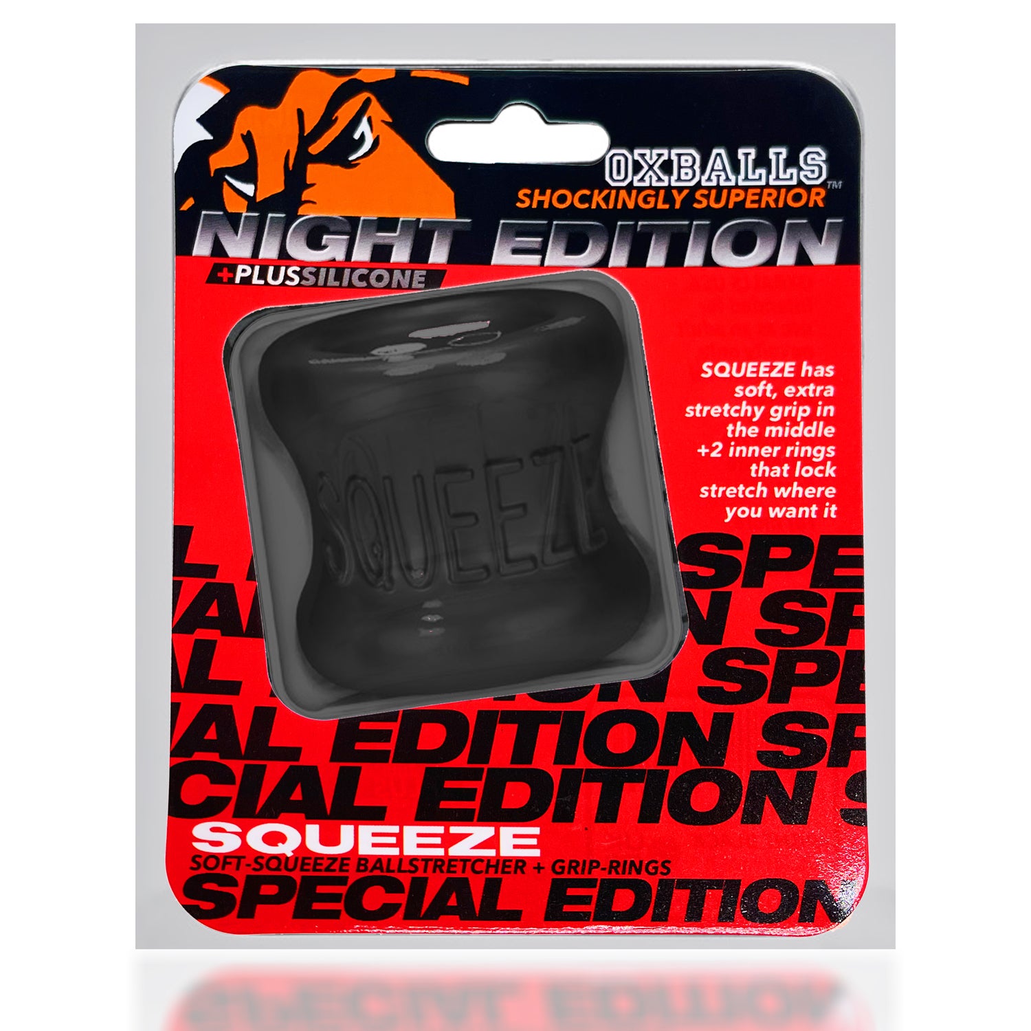 Oxballs Squeeze Ballstretcher Plus Silicone Special Edition Night Black > Sex Toys For Men > Ball Stretchers Main image
