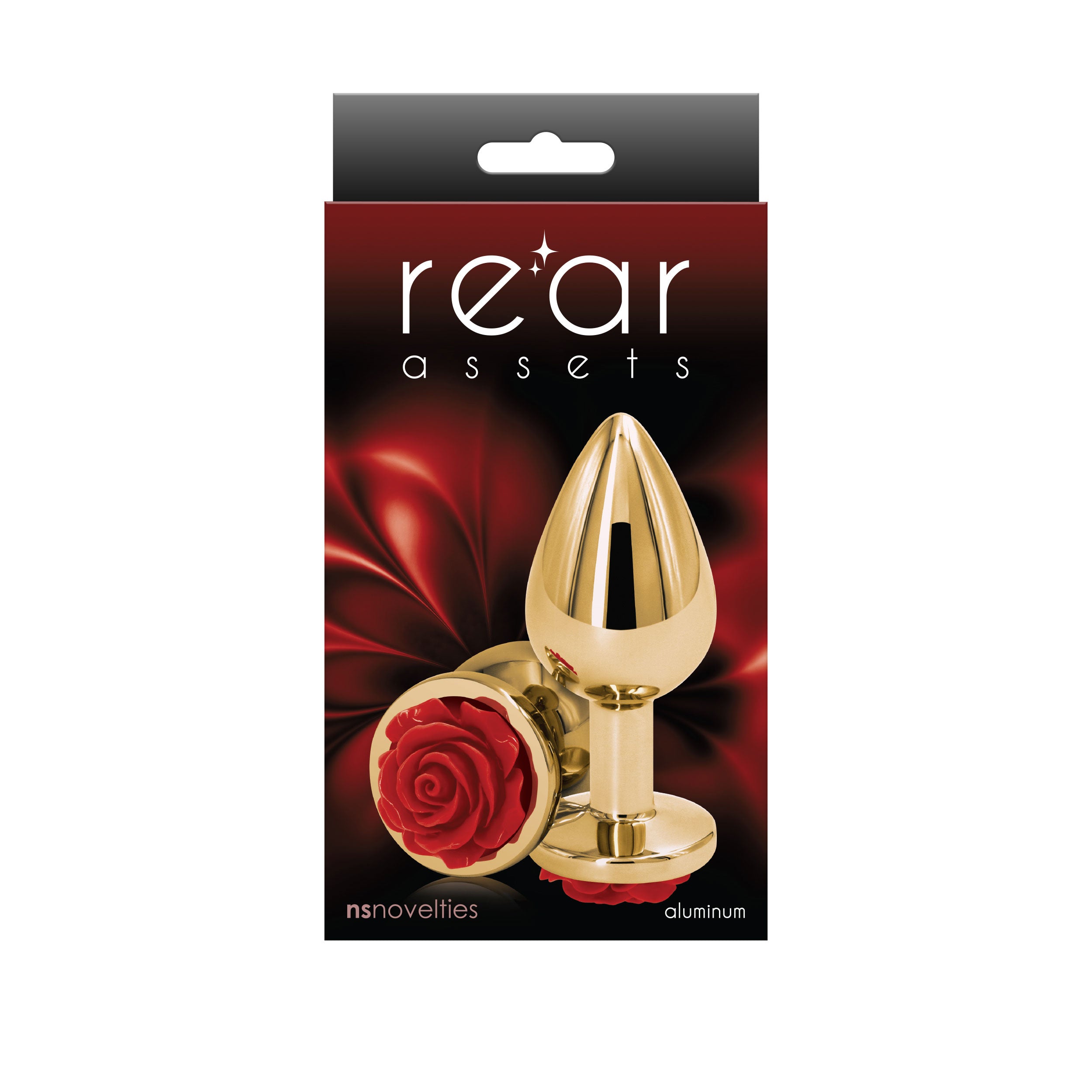 Rear Assets Rose Medium Gold 8.9 cm Metal Butt Plug with Rose Base > Anal Range > Jewel Butt Plugs