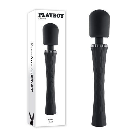 Playboy Pleasure ROYAL Velvet Silicone Wand Vibrator Black Electric Massager